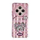 Xaiomi Redmi 14C| Poco C75 Soft Silicone Fancy Silver Stones Butterflies Mobile Back Case (Pink)