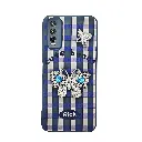 Vivo Y20|Y20i|Y20S|Y12S|Y12A Soft Silicone Fancy Silver Stones Butterflies Mobile Back Case (Blue)