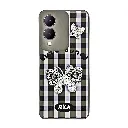 Vivo Y17S 4G Soft Silicone Fancy Silver Stones Butterflies Mobile Back Case (Black)