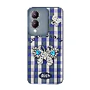 Vivo Y17S 4G Soft Silicone Fancy Silver Stones Butterflies Mobile Back Case (Blue)