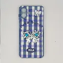 Samsung Galaxy A07 4G|5G Soft Silicone Fancy Silver Stones Butterflies Mobile Back Case (Blue)