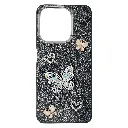 iTel A90 4G Shinny Ladies Fancy Glitter Featuring Butterfly Embelishments Back Case (Black)