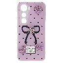 Vivo Y400 4G|5G Luxuary Ladies Featuring A Bow,Pearls. and Heart-Shaped rhinestone Back Case (Light Purple)