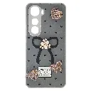 Vivo Y400 4G|5G Luxuary Ladies Featuring A Bow,Pearls. and Heart-Shaped rhinestone Back Case (Black)