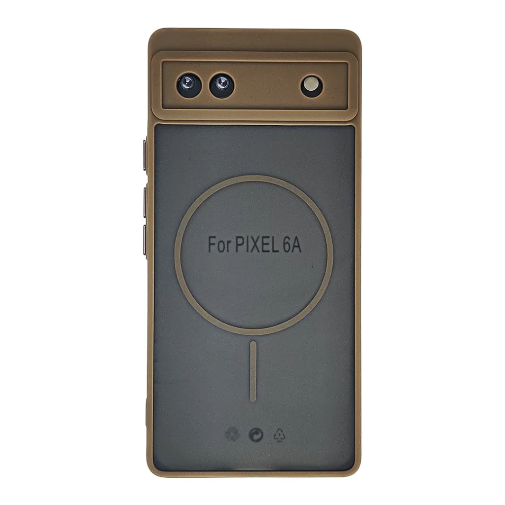 Google Pixel 6A Stylish & Durable Matte Case With MagSafe Back Case (Brown)
