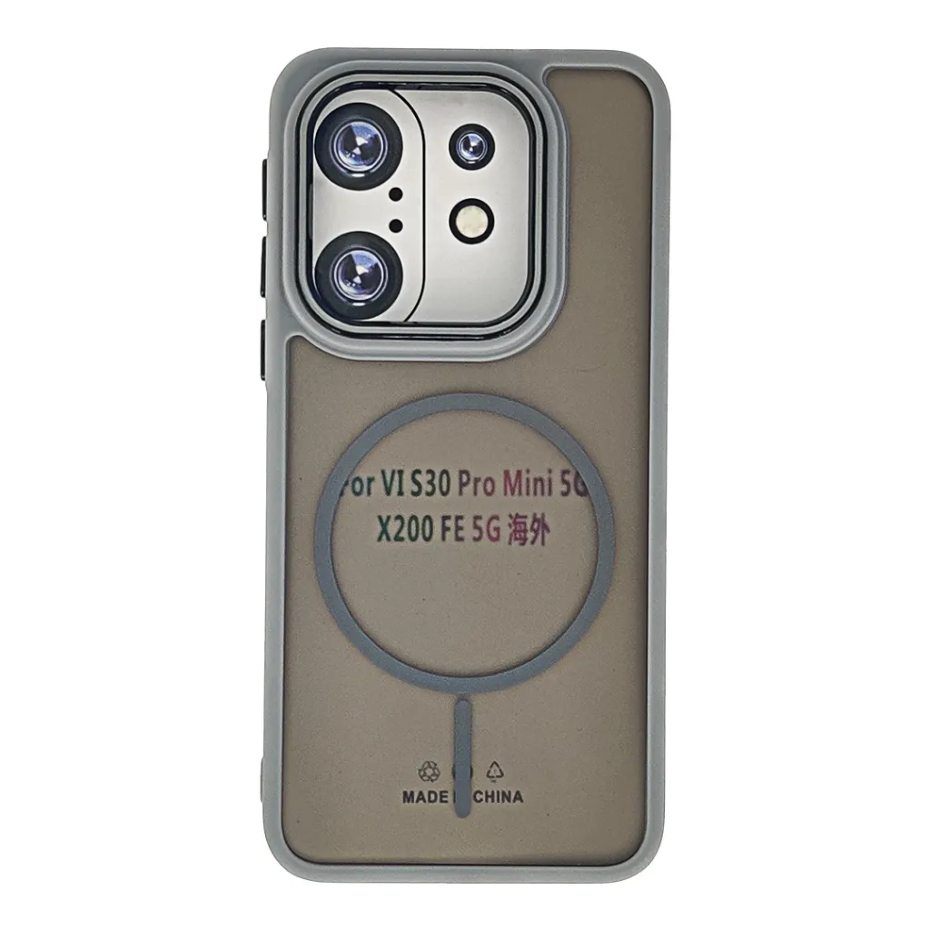 Vivo X200 FE|S30 Pro Mini 5G GN Unique Fosus Camera Ring MagSafe 3D Matte Back Case (Gray)