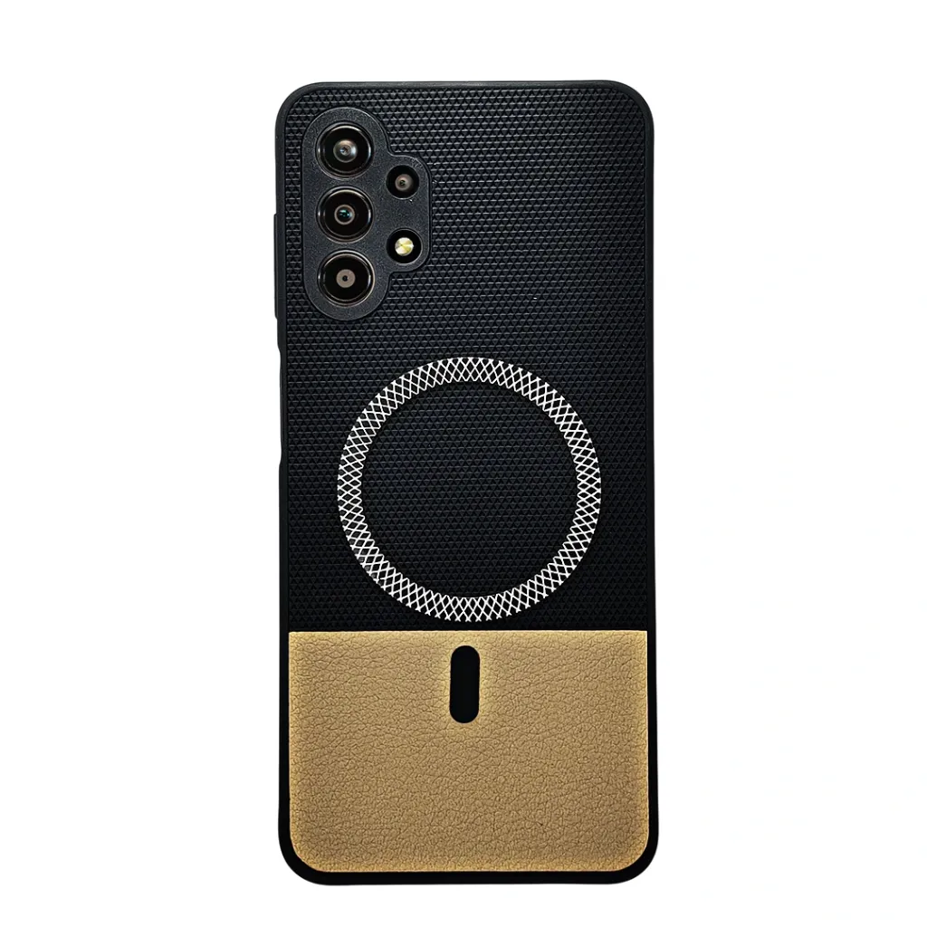 [PO42BSA13-34-2] Samsung Galaxy A13 4G|A32 5G Rebest Brand Magnetic Magsafe Charging Compatible Luxuary Dotted Leather Back Case (Black)