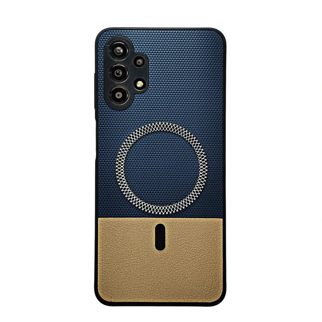 [PO42BSA13-34-17] Samsung Galaxy A13 4G|A32 5G Rebest Brand Magnetic Magsafe Charging Compatible Luxuary Dotted Leather Back Case (Navy Blue)