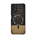 Oppo A18 4G|A38 4G Pro Rebest Brand Magnetic Magsafe Charging Compatible Luxuary Dotted Leather Back Case (Silver)