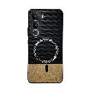 Vivo Y400 Rebest Brand Magnetic Magsafe Charging Compatible Luxuary Dotted Leather Back Case (Black)