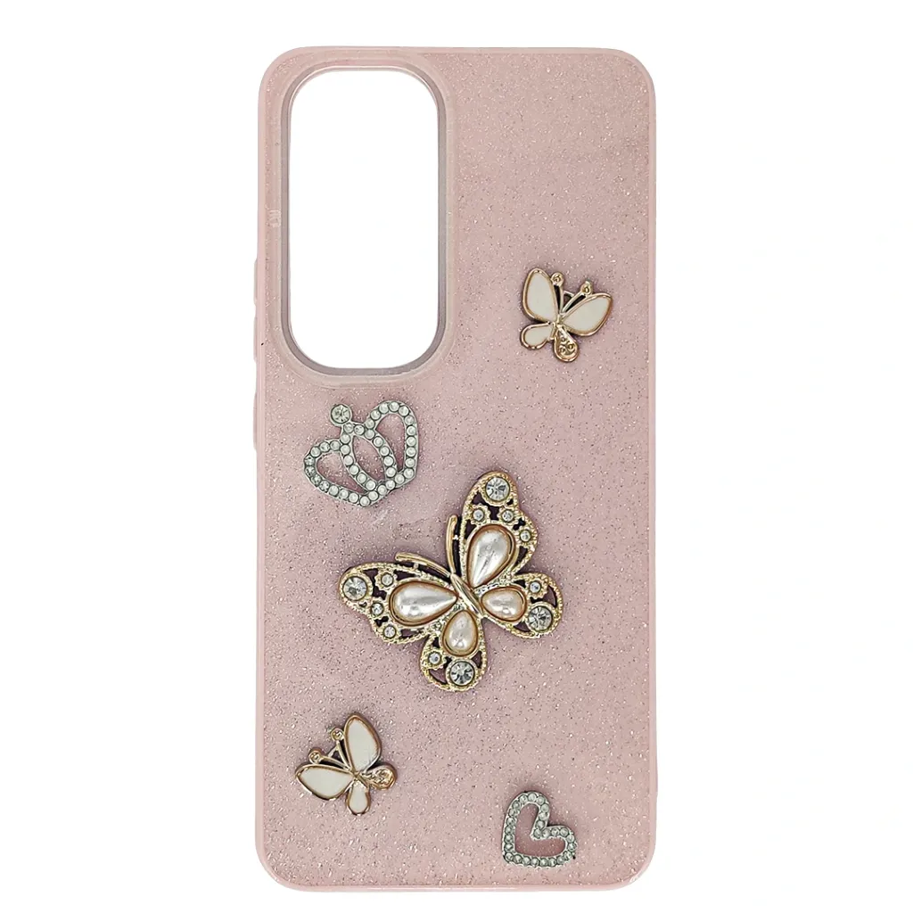 Vivo Y400 4G 3D Shinny Ladies Fancy Glitter Featuring Butterfly Embelishments Back Case (Baby Pink)