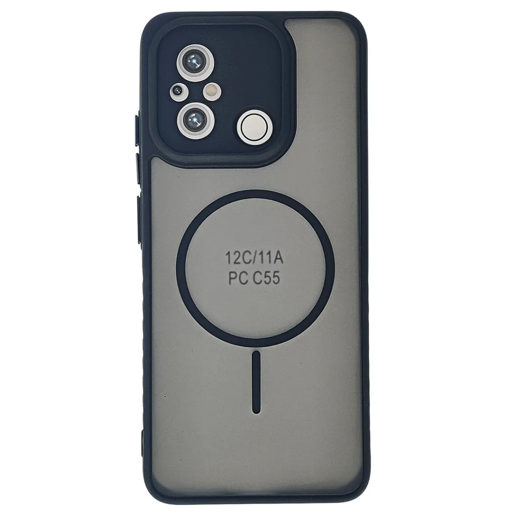 [PO6BMI12C-12-2] Redmi 12C Stylish & Durable Matte Case With MagSafe Back Case (Black)
