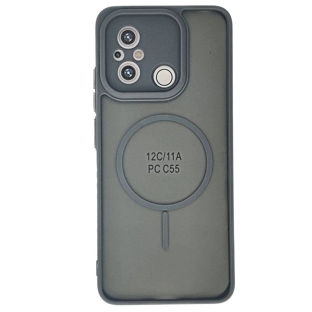 [PO6BMI12C-12-9] Redmi 12C Stylish & Durable Matte Case With MagSafe Back Case (Gray)