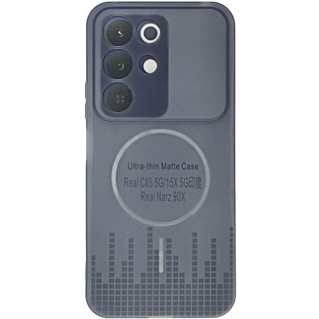 Oppo Realme C85 5G|Realme 15X 5G|Realme Narzo 90X Magsafe Logo Ultra Thin Matte Paper Back Case (Navy Blue)
