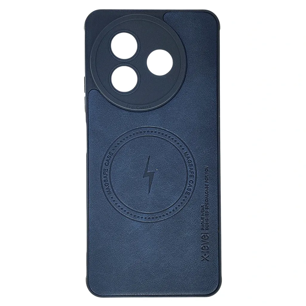 iTel S24 4G Magsafe Logo X-Level Luxuary Leather Back Case (Navy Blue)
