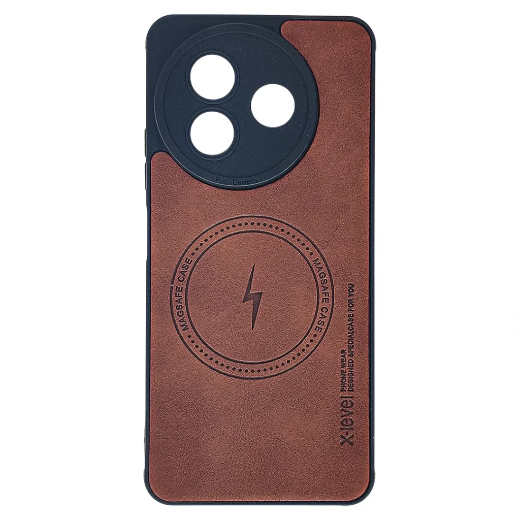 iTel S24 4G Magsafe Logo X-Level Luxuary Leather Back Case (Brown)