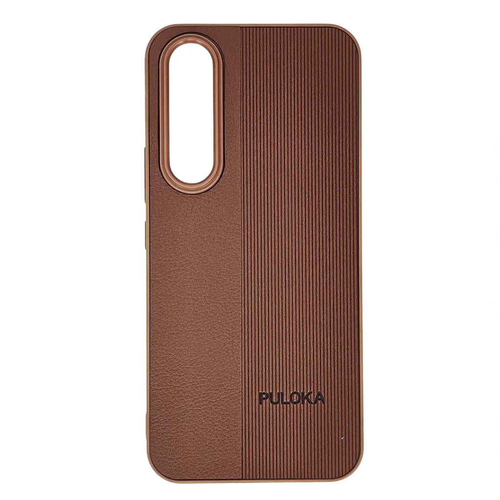 [PO42BVIV70FE-39-13] Vivo V70FE 4G (PULOKA) Logo Braded PU Leather Texture Mobile Back Case (Brown)