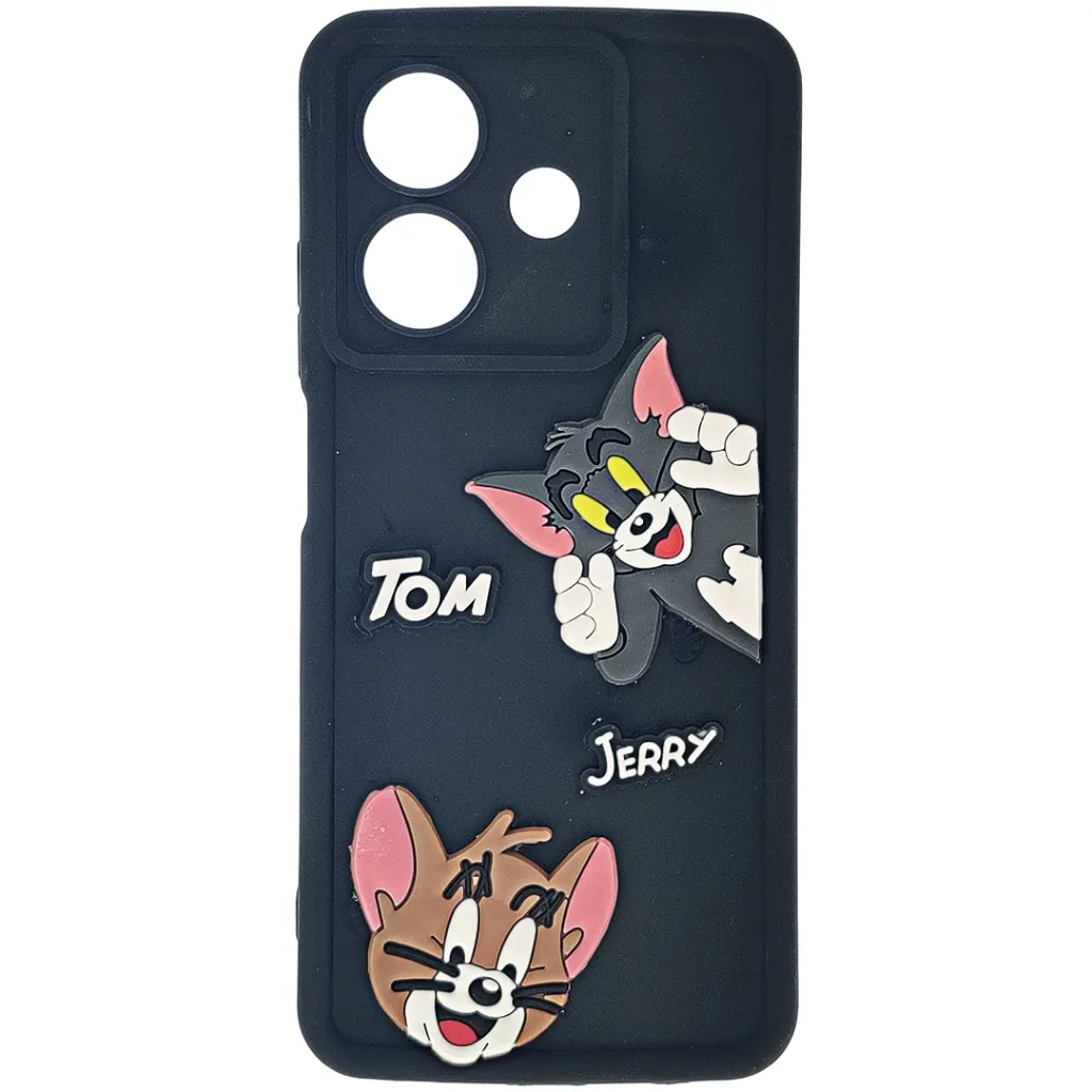 Oppo A3|A3X|A5i Soft Silicone Texture 3D Cartoon Animation With Shockproof Edges Mobile Back Case (Black)