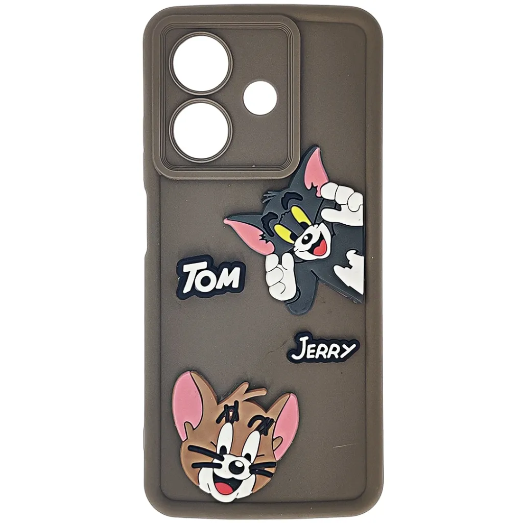 [PO51BOA3X-37-13] Oppo A3|A3X|A5i Soft Silicone Texture 3D Cartoon Animation With Shockproof Edges Mobile Back Case (Brown)