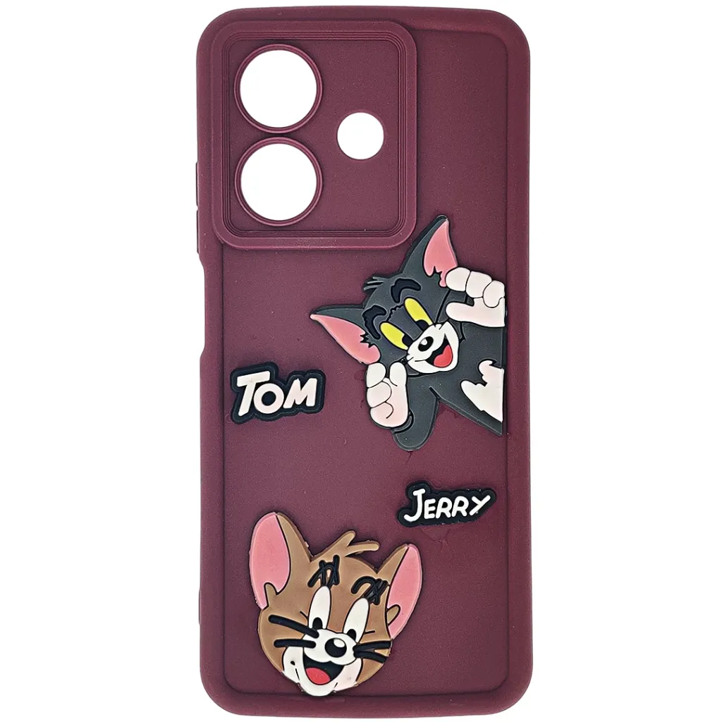 [PO51BOA3X-37-21] Oppo A3|A3X|A5i Soft Silicone Texture 3D Cartoon Animation With Shockproof Edges Mobile Back Case (Maroon)