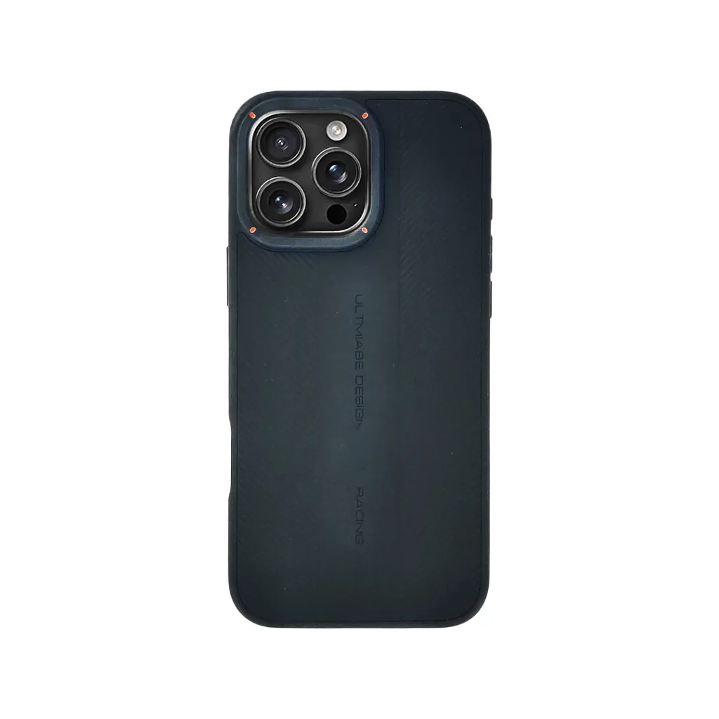 [PO4BIP16PMAX-8-2] iPhone 16 Pro Max 3D Magline XT_Carbon Fiber Texture and a distinctive Orange Camera Ring (Black)
