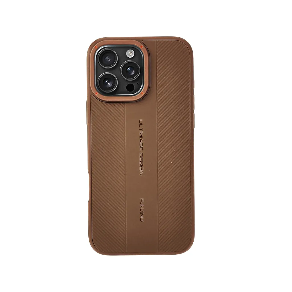 [PO4BIP16PMAX-8-42] iPhone 16 Pro Max 3D Magline XT_Carbon Fiber Texture and a distinctive Orange Camera Ring (Desert Titanium)