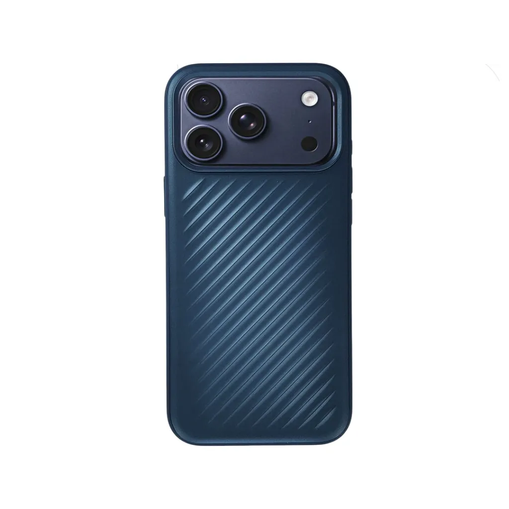iPhone 17 Pro Max Softy Scott Series Magnetic Magsafe  Compatiblity Line Style Texture Back Case (Navy Blue)