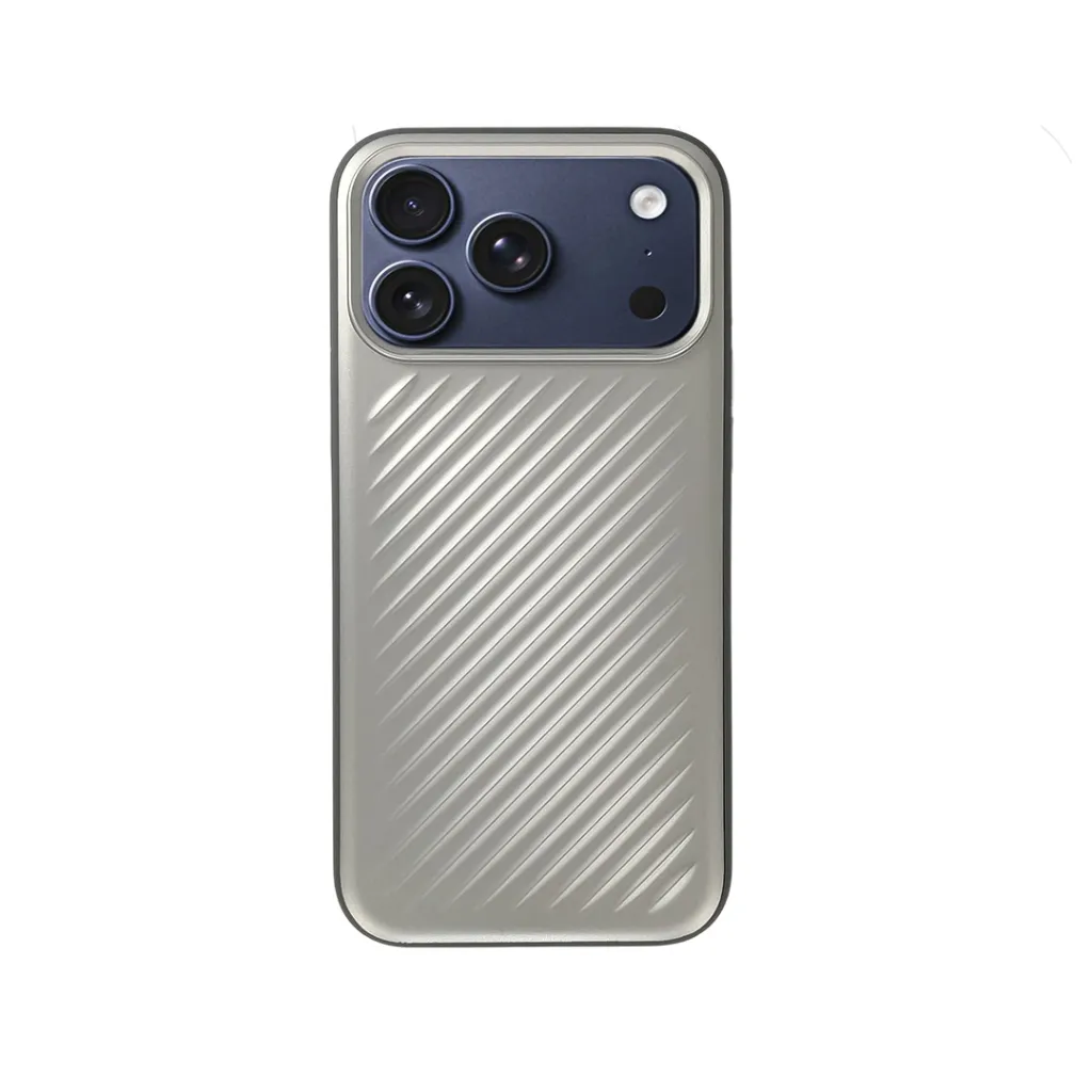 [PO53BIP17PMAX-9-7] iPhone 17 Pro Max Softy Scott Series Magnetic Magsafe  Compatiblity Line Style Texture Back Case (Silver)