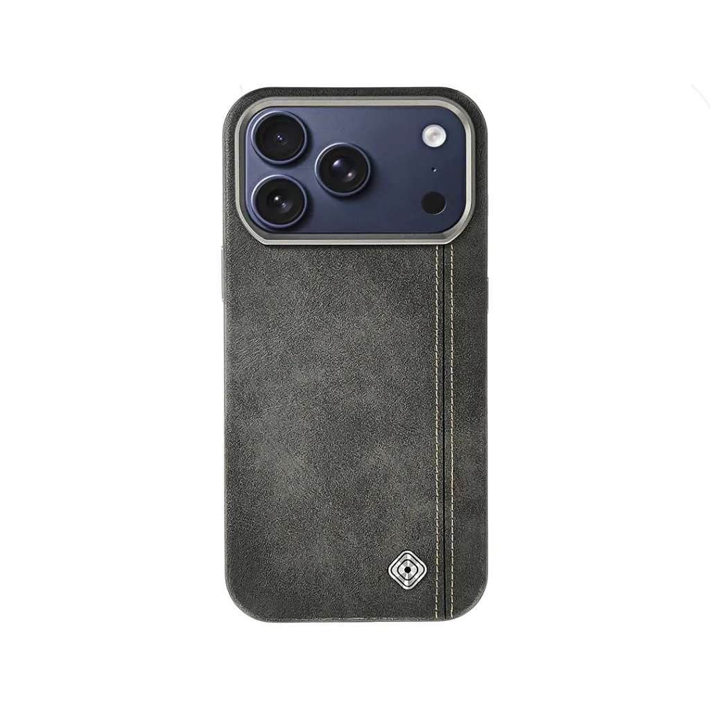 iPhone 17 Pro Max Premium Leather Features a Raised Camera design to Safeguard lenses and offers Scratch Protection & Magsafe Magnetic Compatiblity Back Case (Gray)