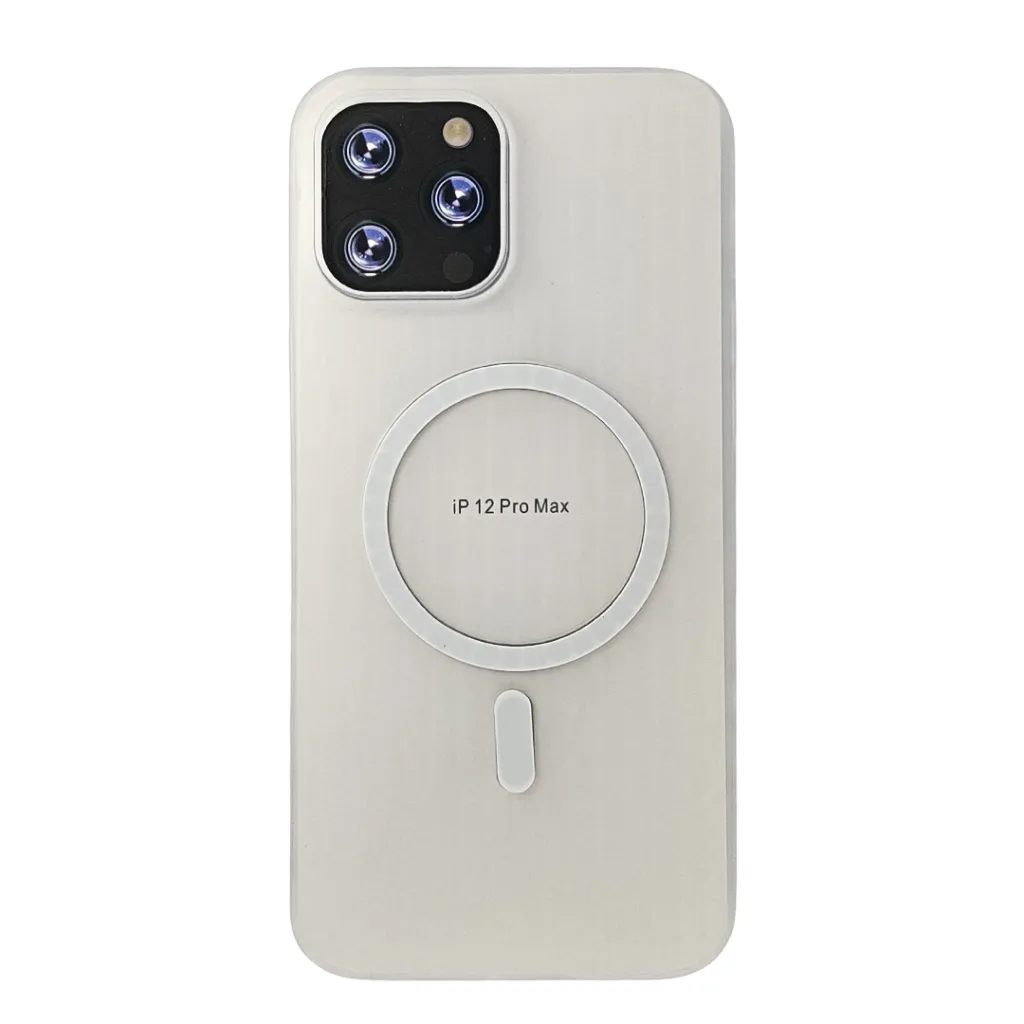 iPhone 12 Pro Max WINCASE Lining Texture Paper With Mage Safe Logo Back Case (Crystal)