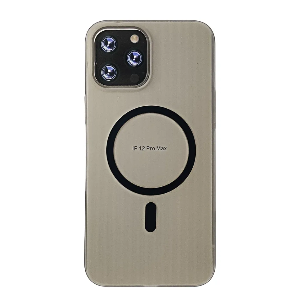 iPhone 12 Pro Max WINCASE Lining Texture Paper With Mage Safe Logo Back Case (Gray)