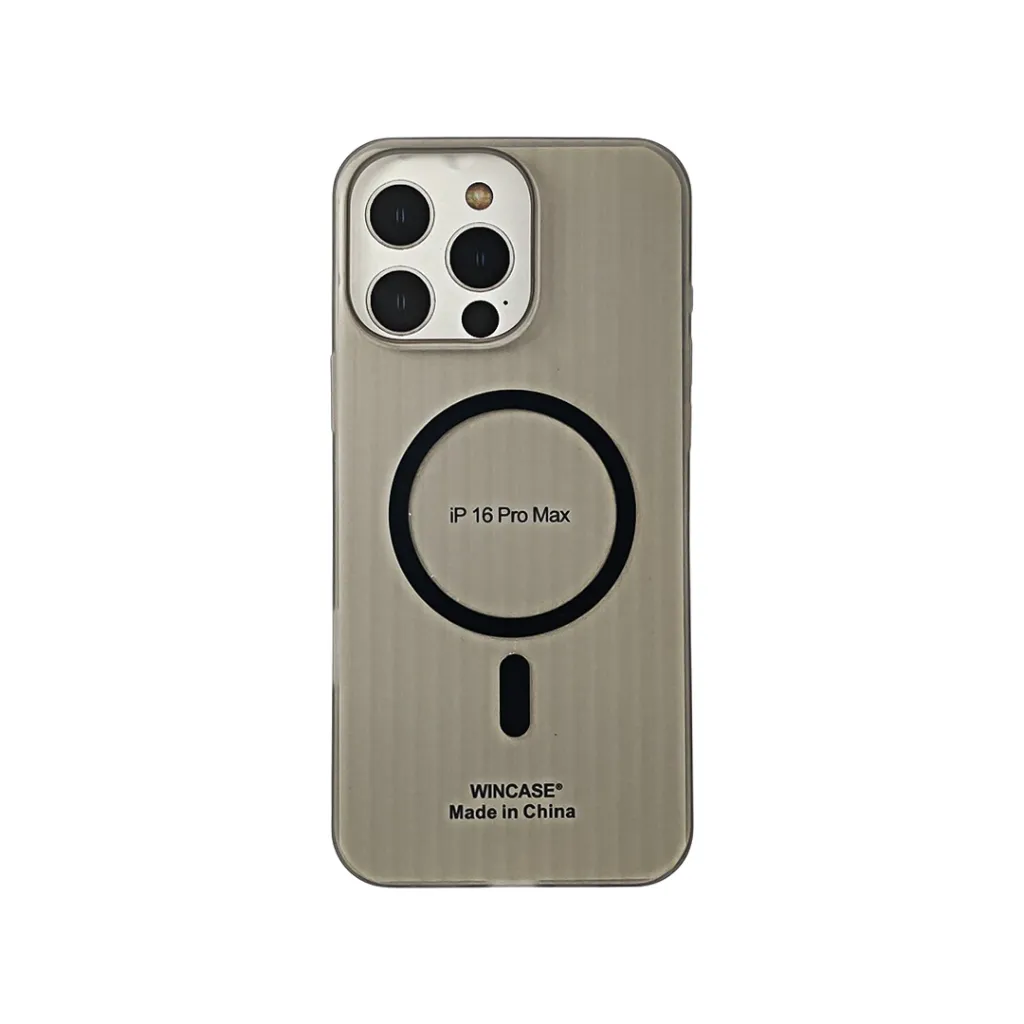 iPhone 16 Pro Max WINCASE Lining Texture Paper With Mage Safe Logo Back Case (Gray)