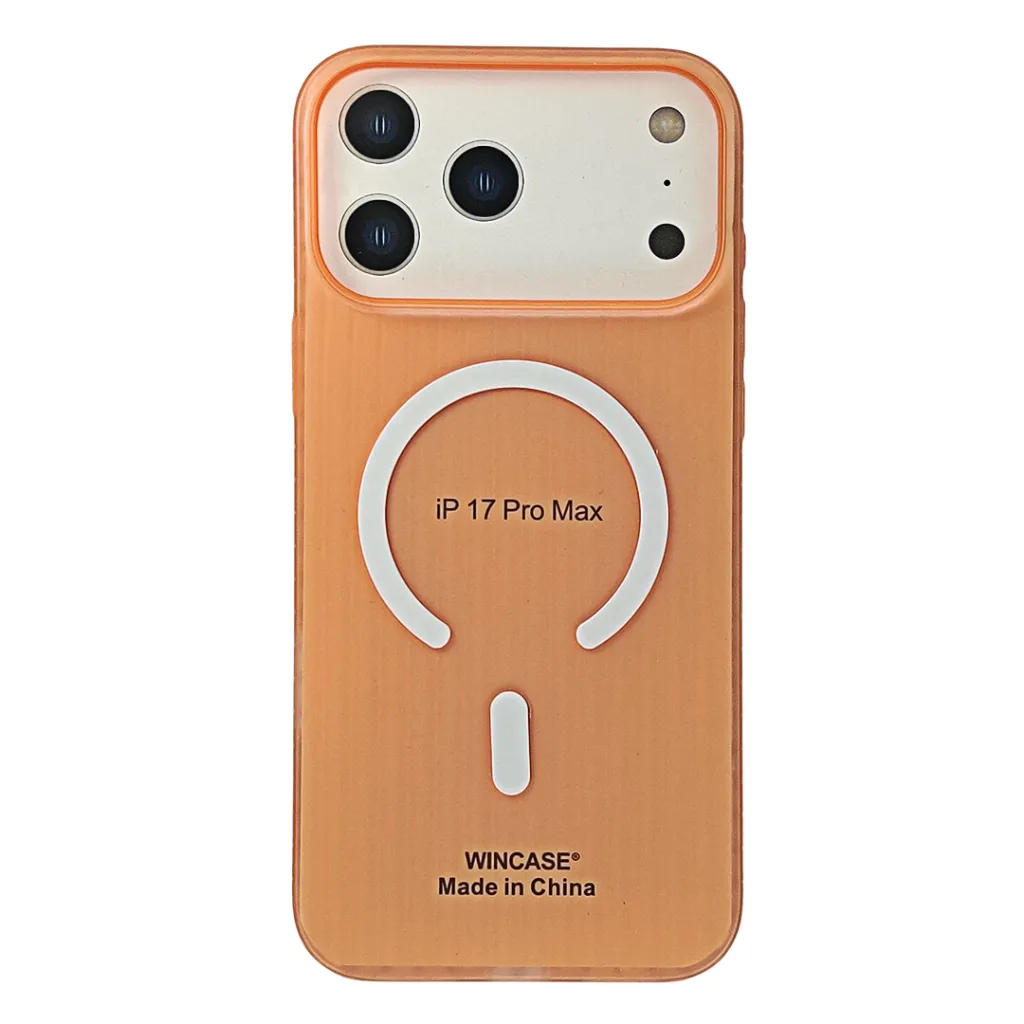 iPhone 17 Pro Max WINCASE Lining Texture Paper With Mage Safe Logo Back Case (Cosmic Orange)