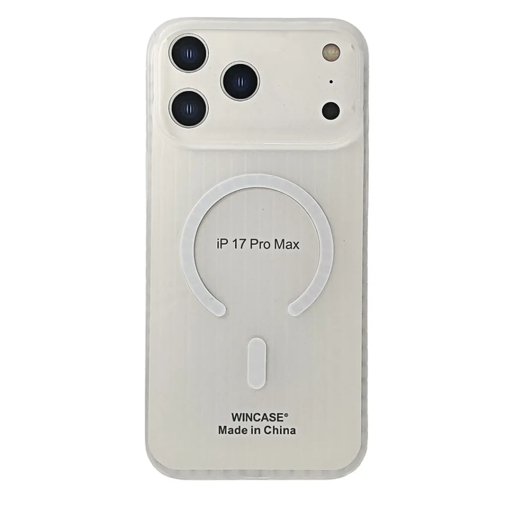 iPhone 17 Pro Max WINCASE Lining Texture Paper With Mage Safe Logo Back Case (Crystal)