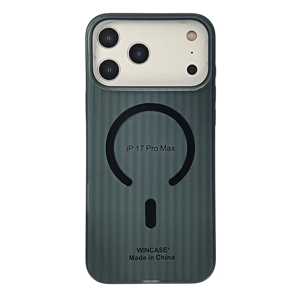 iPhone 17 Pro Max WINCASE Lining Texture Paper With Mage Safe Logo Back Case (Zinc)