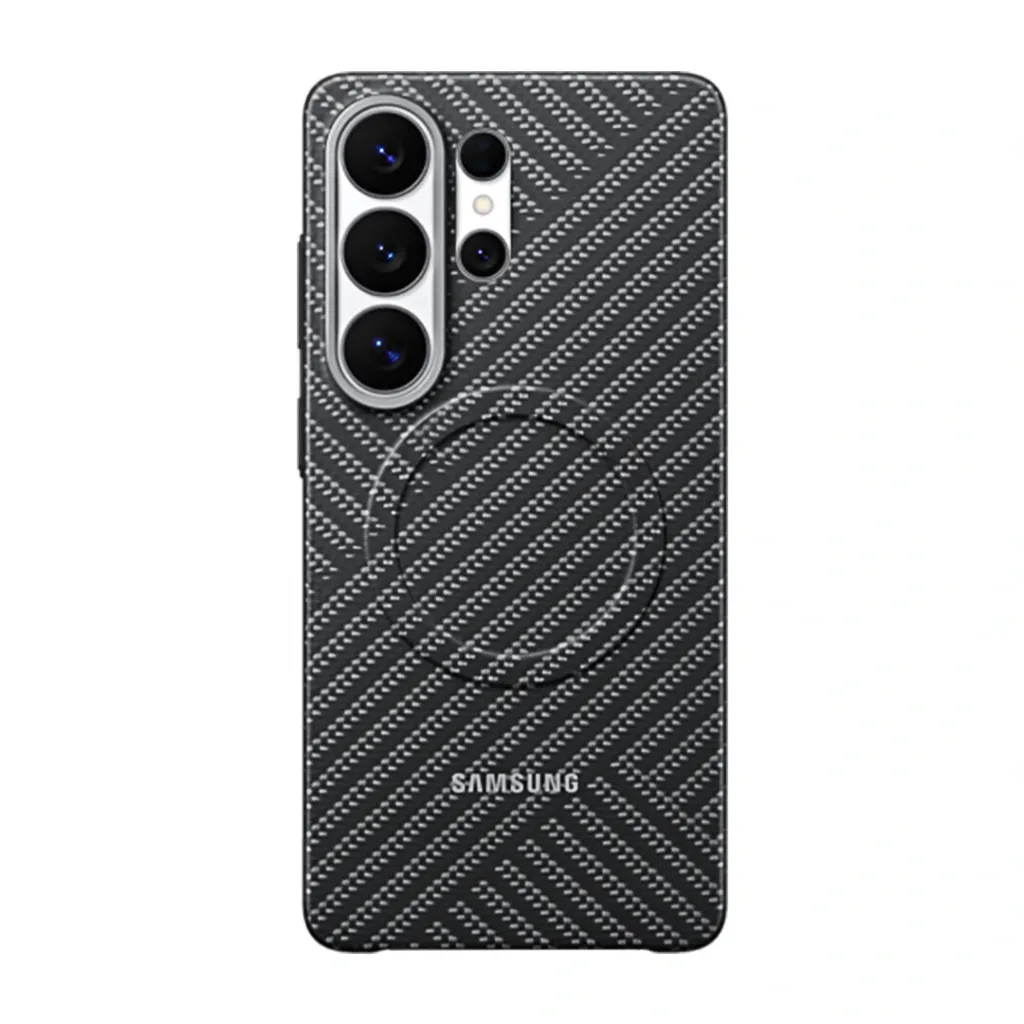 [PO4BSS25U-7-9] Samsung Galaxy S25 Ultra 3D Carbon Fiber Pitaka Feel magnetic Back Case (Gray Silver)