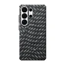 Samsung Galaxy S25 Ultra 3D Carbon Fiber Pitaka Feel magnetic Back Case (Gray Silver)