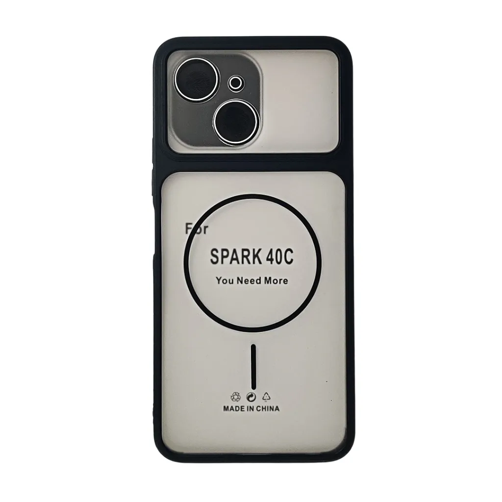 Tecno Spark 40C Ultra-Thin Paper Matte Finish With MagSafe Logo Printed Mobile Back Case (Black)