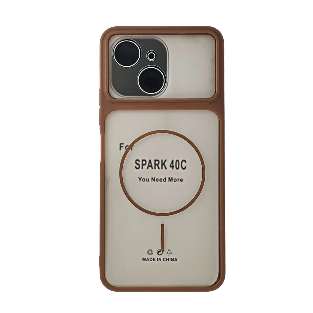 Tecno Spark 40C Ultra-Thin Paper Matte Finish With MagSafe Logo Printed Mobile Back Case (Brown)