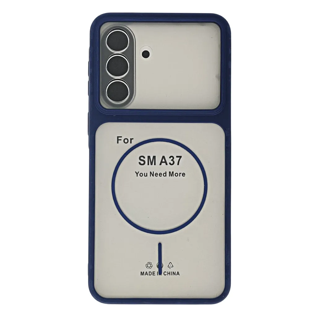 [PO6BSA37 5G-16-3] Samsung A37 5G Ultra-Thin Paper Matte Finish With MagSafe Logo Printed Mobile Back Case (Blue)