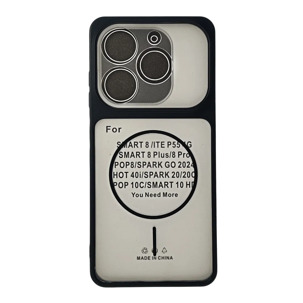 Infinix Hot 40i|Smart 8|Smart 8 Pro |Tecno Pop 8|Spark 20C|Spark 20 Ultra-Thin Paper Matte Finish With MagSafe Logo Printed Mobile Back Case (Black)