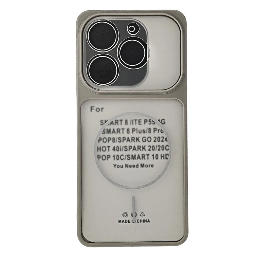 [PO6BTSPRK20C-16-36] Infinix Hot 40i|Smart 8|Smart 8 Pro |Tecno Pop 8|Spark 20C|Spark 20 Ultra-Thin Paper Matte Finish With MagSafe Logo Printed Mobile Back Case (Natural Titanium)