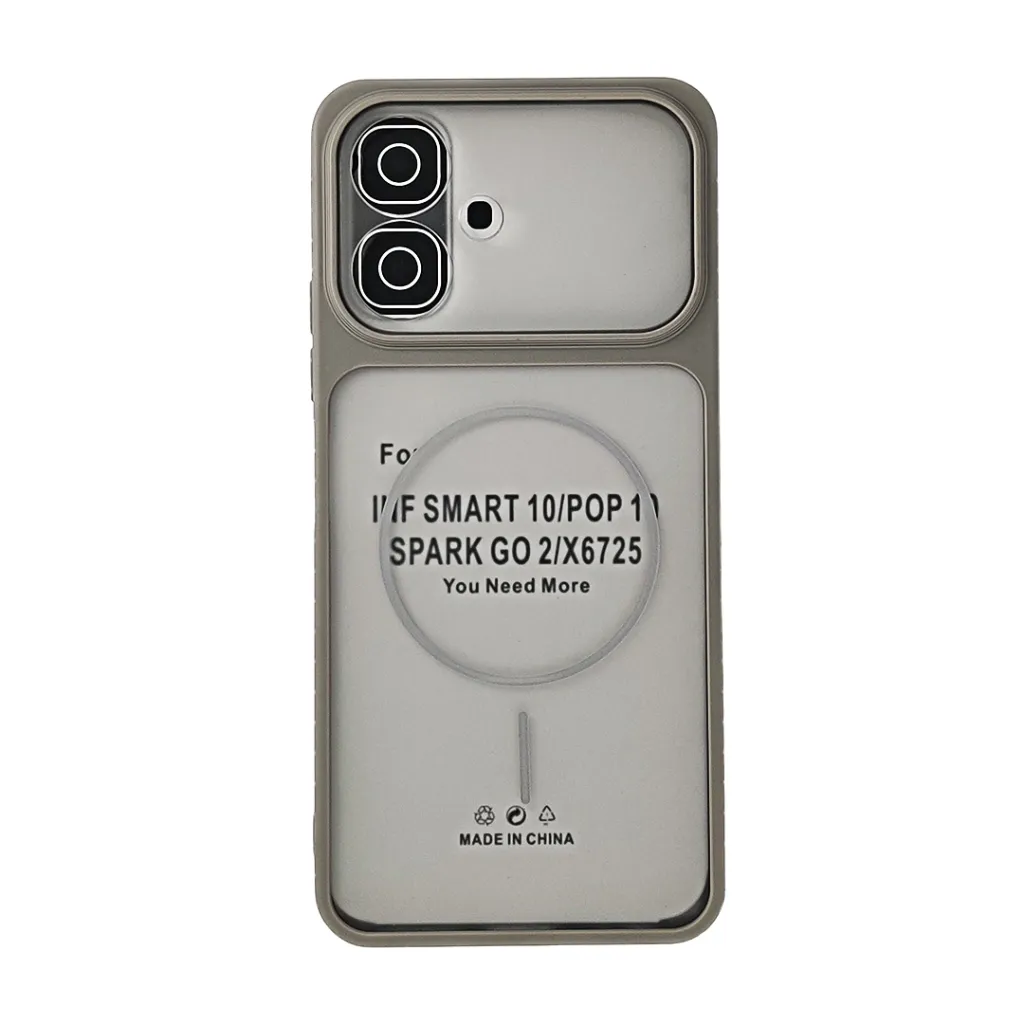 InfiniX Smart 10 & POP 10 & Spark GO 2 Ultra-Thin Paper Matte Finish With MagSafe Logo Printed Mobile Back Case (Natural Titanium)