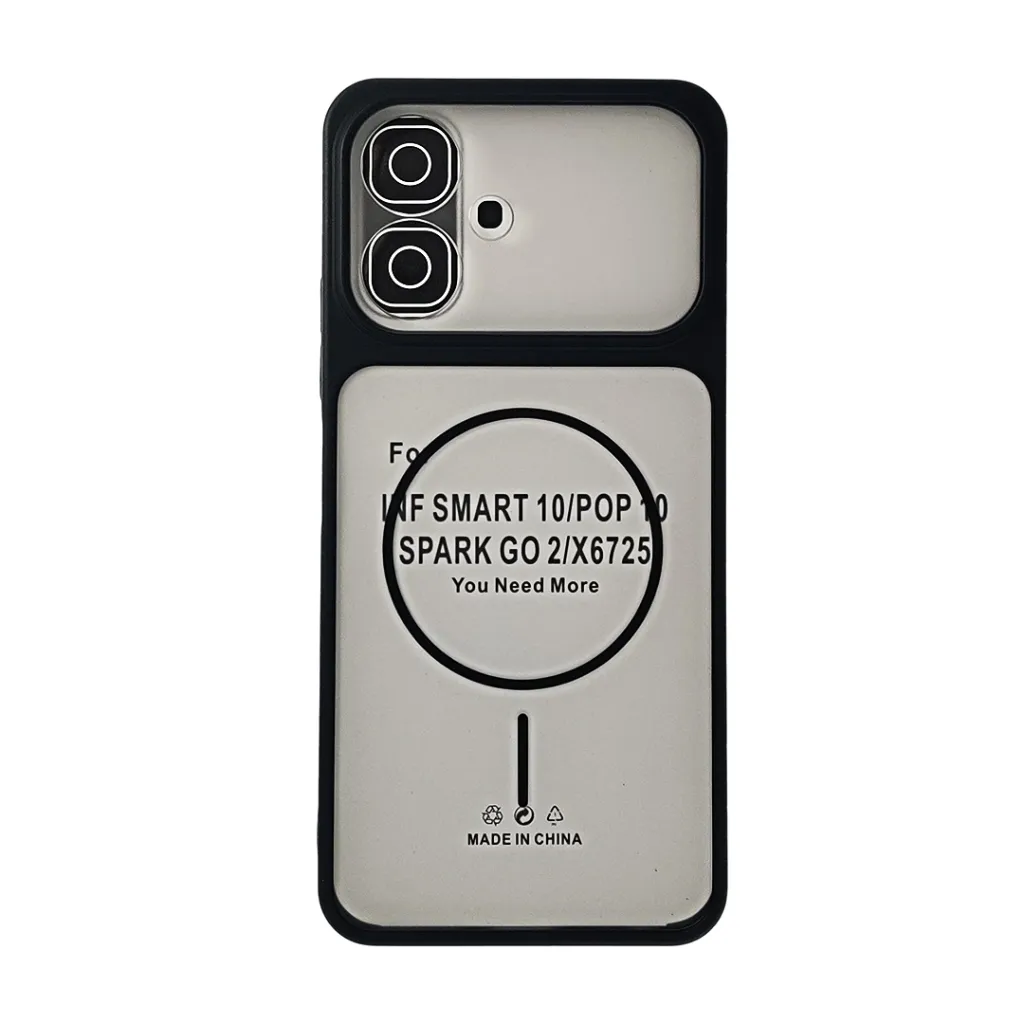 InfiniX Smart 10 & POP 10 & Spark GO 2 Ultra-Thin Paper Matte Finish With MagSafe Logo Printed Mobile Back Case (Black)