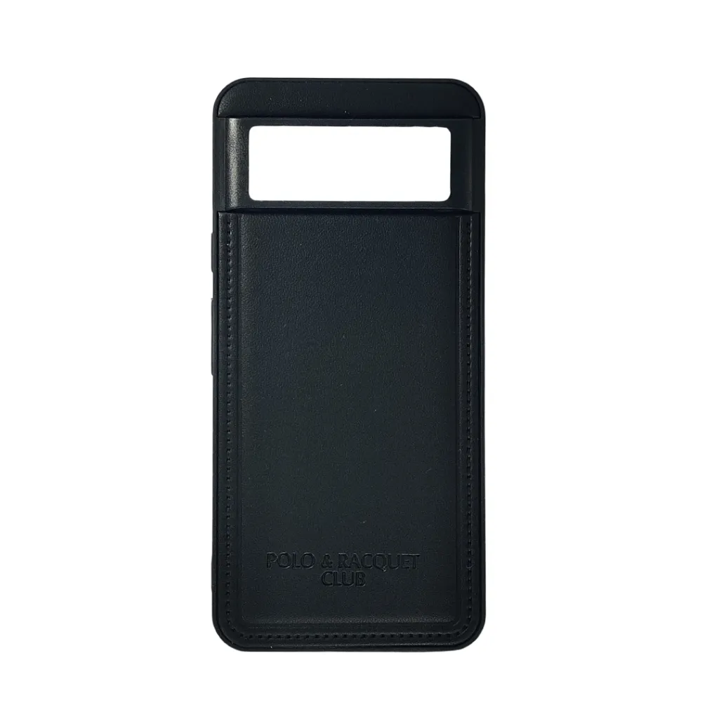 Google Pixel 8 Polo & Racquet Club Stitched Deatailing Leather Texture Mobile Back Case (Black)
