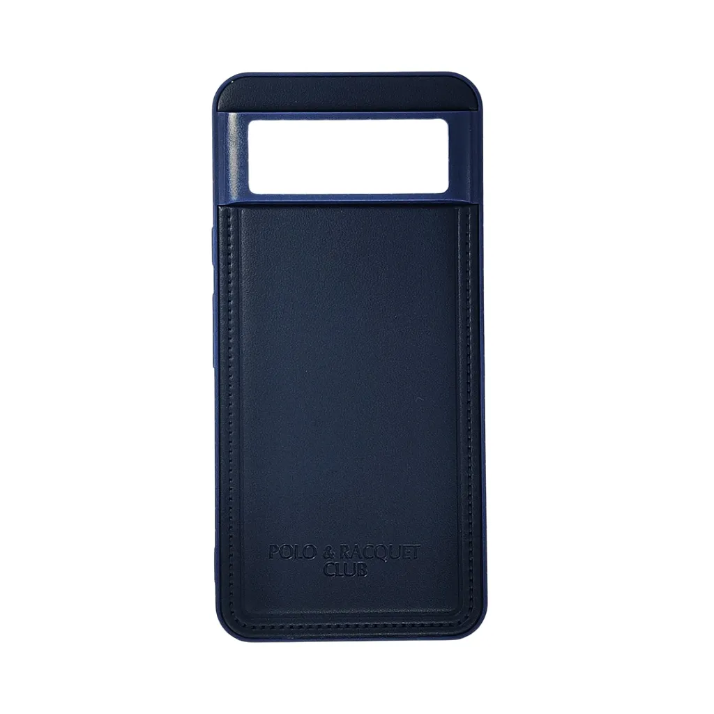 Google Pixel 8 Polo & Racquet Club Stitched Deatailing Leather Texture Mobile Back Case (Navy Blue)