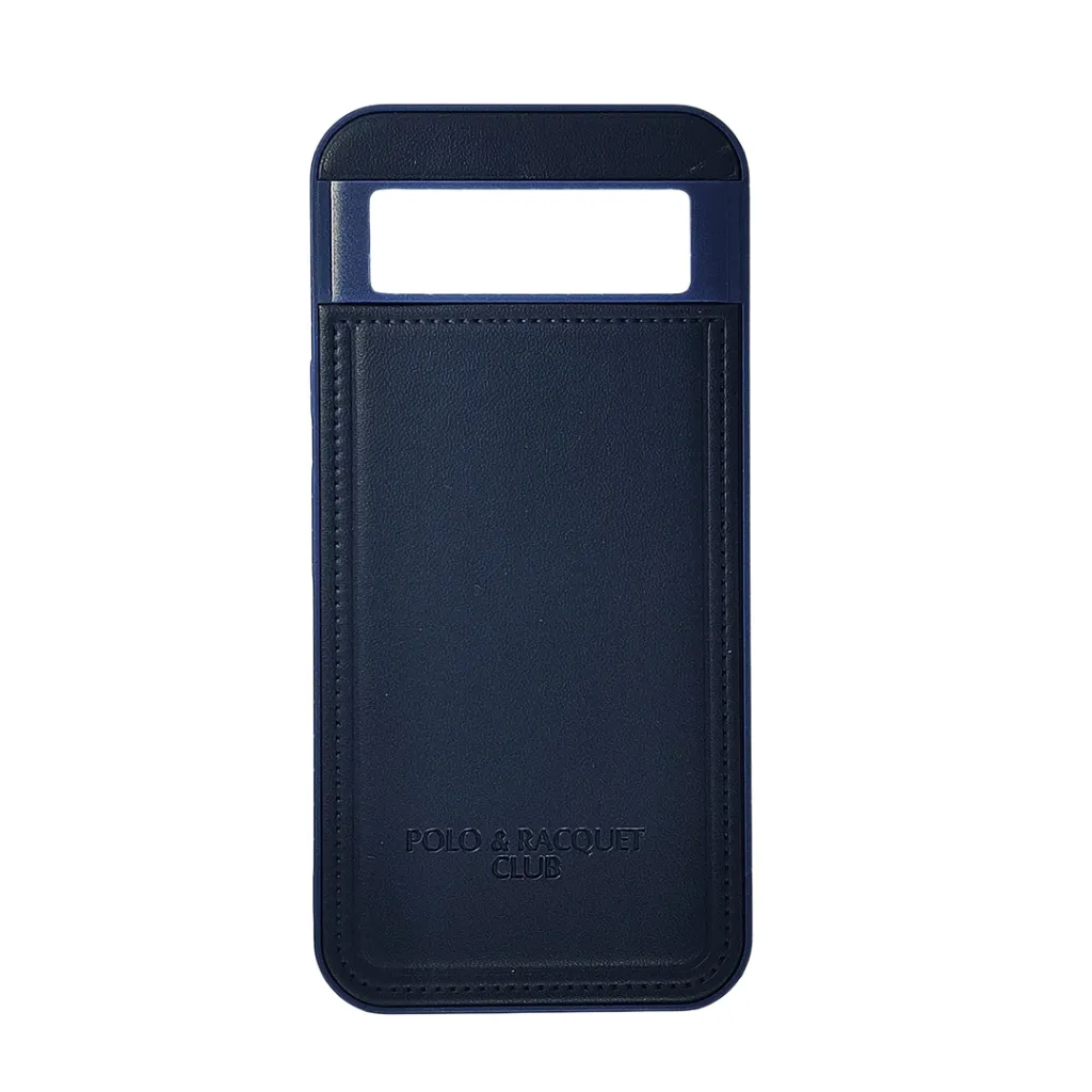 [PO42BGPXL8A-42-17] Google Pixel 8A Polo & Racquet Club Stitched Deatailing Leather Texture Mobile Back Case (Navy Blue)