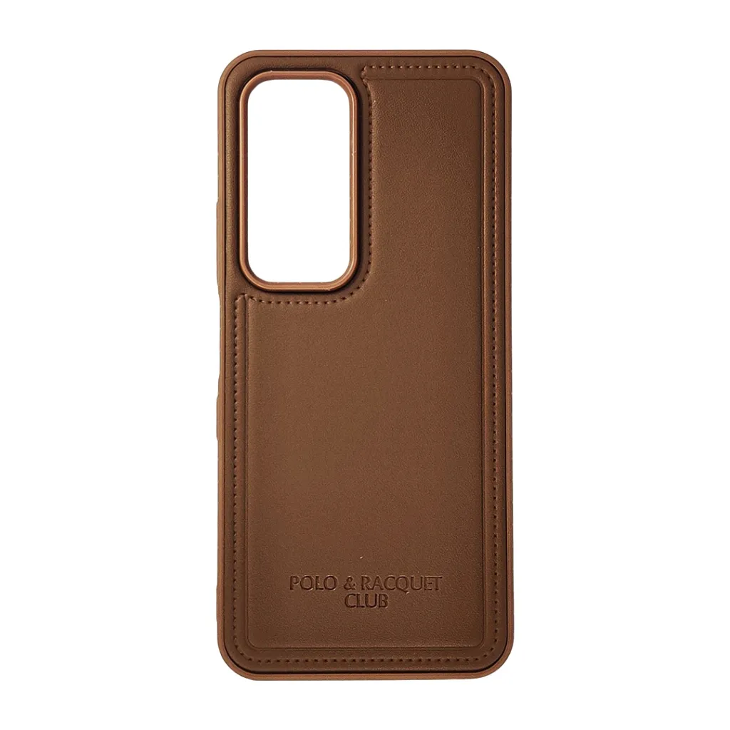 Infinix Hot 60 4G|Hot 60i 4G Polo & Racquet Club Stitched Deatailing Leather Texture Mobile Back Case (Brown)