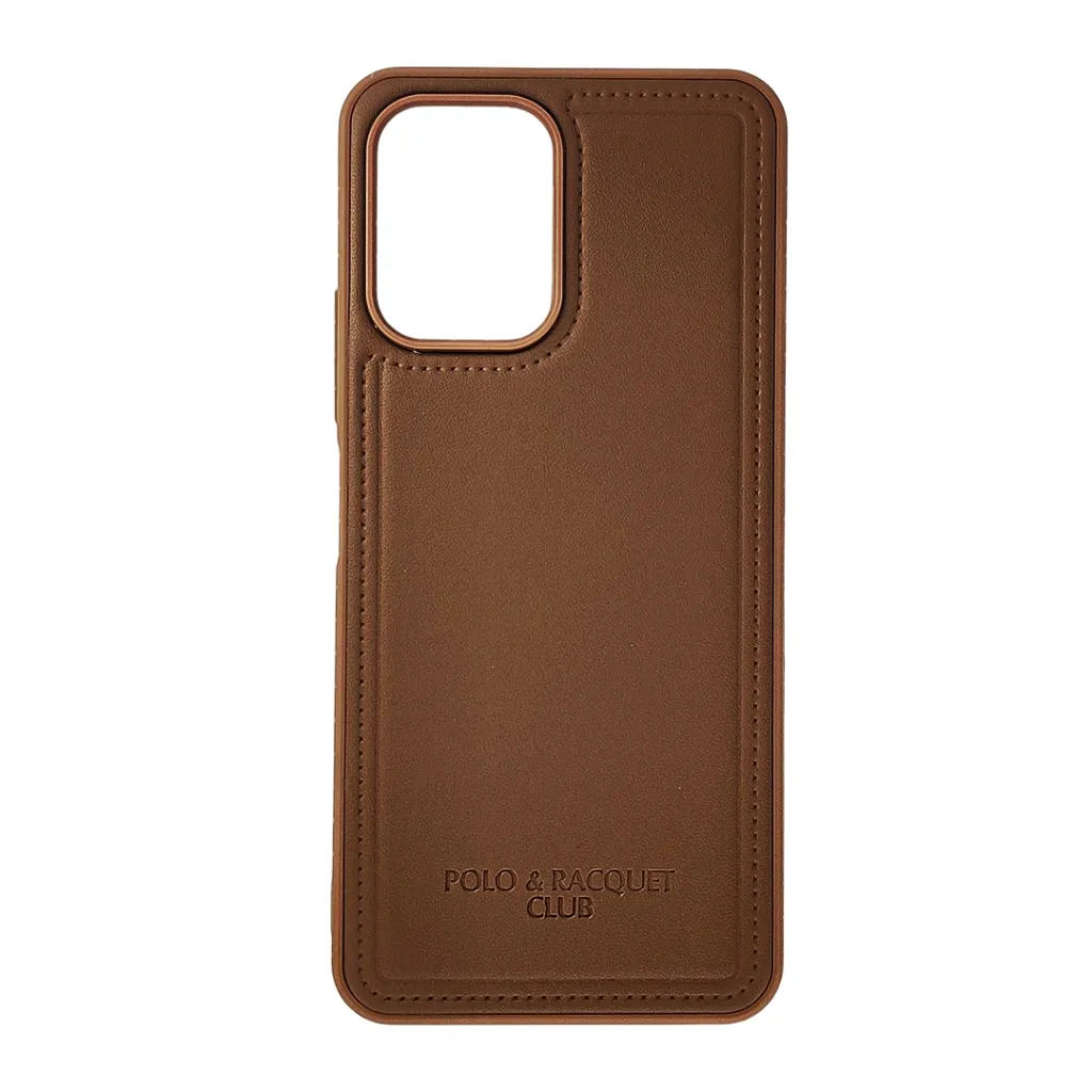 InfiniX Smart 10 & POP 10 & Spark GO 2 Polo & Racquet Club Stitched Deatailing Leather Texture Mobile Back Case (Brown)