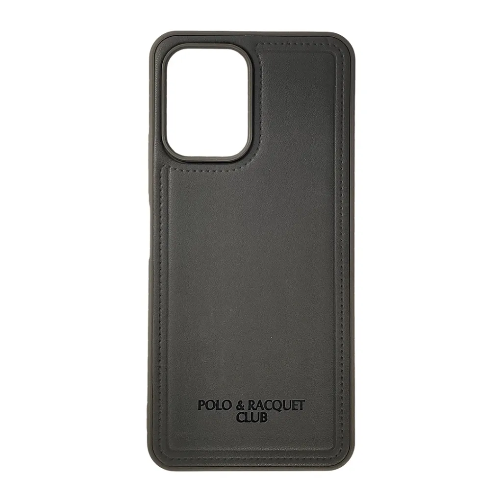 InfiniX Smart 10 & POP 10 & Spark GO 2 Polo & Racquet Club Stitched Deatailing Leather Texture Mobile Back Case (Gray)